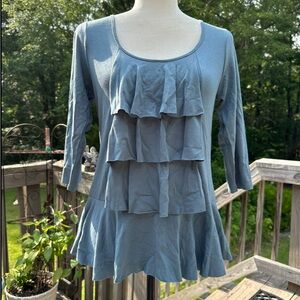 Chalet Pale Blue Ruffle Top